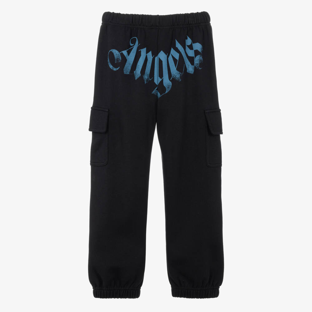 Palm Angels-Boys Black Drawstring Joggers with Logo Print | Childrensalon