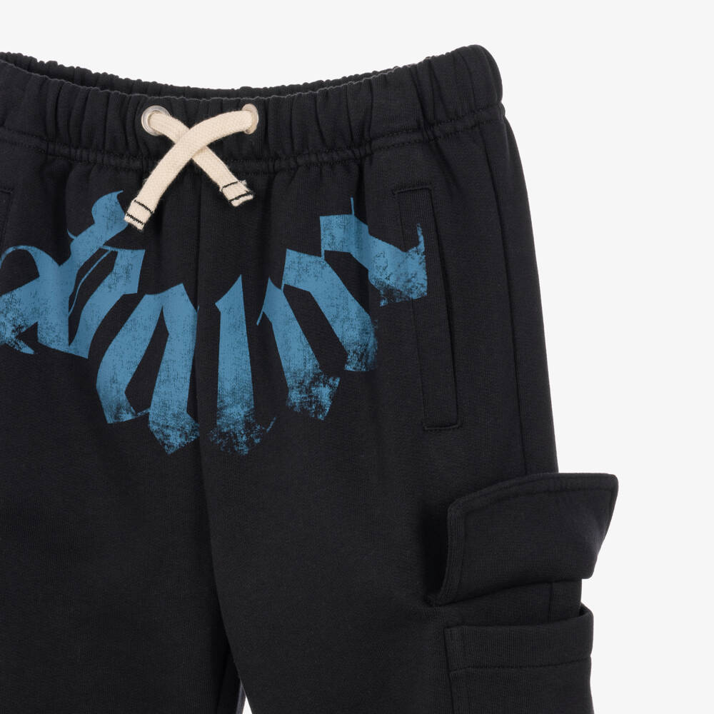 Palm Angels-Boys Black Drawstring Joggers with Logo Print | Childrensalon