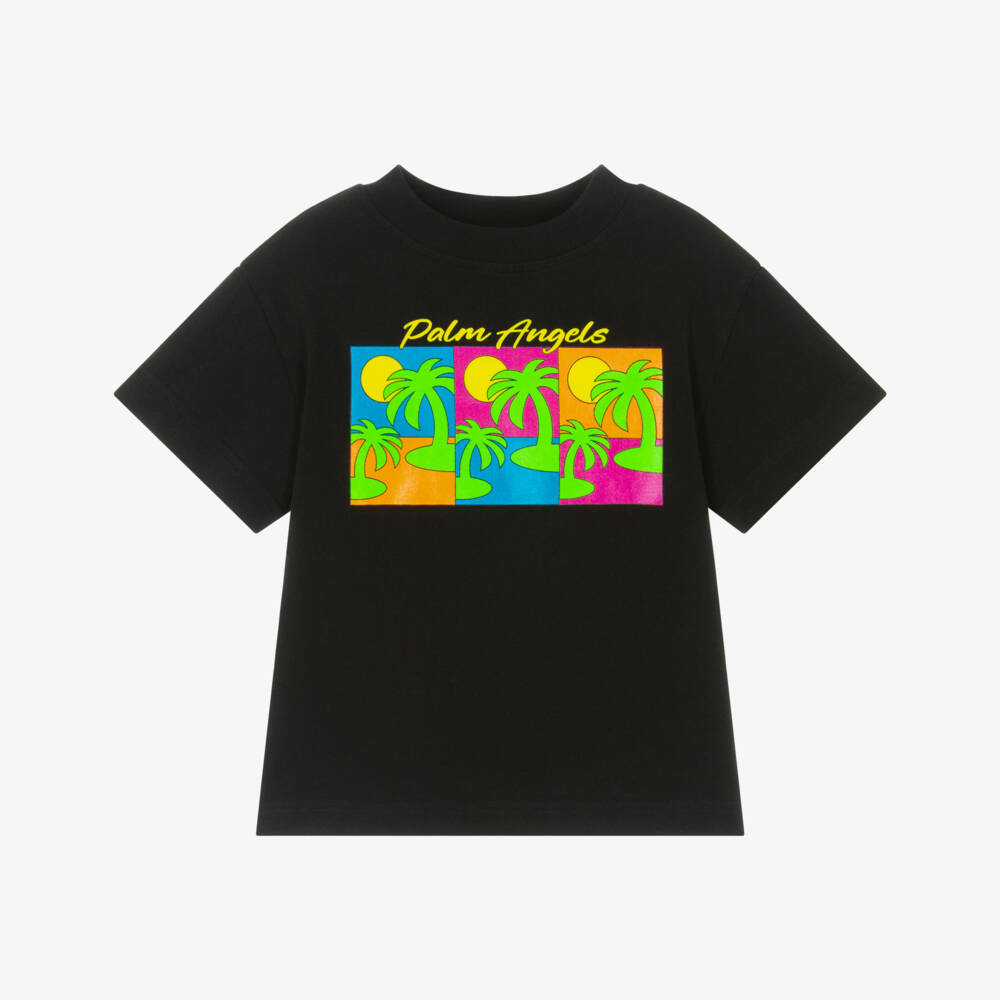 Palm Angels - Boys Black Palm Tree T-Shirt | Childrensalon