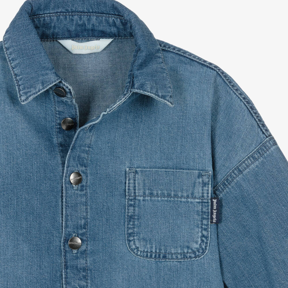 Palm Angels-قميص جينز بأكمام طويلة لون أزرق للأولاد | Childrensalon
