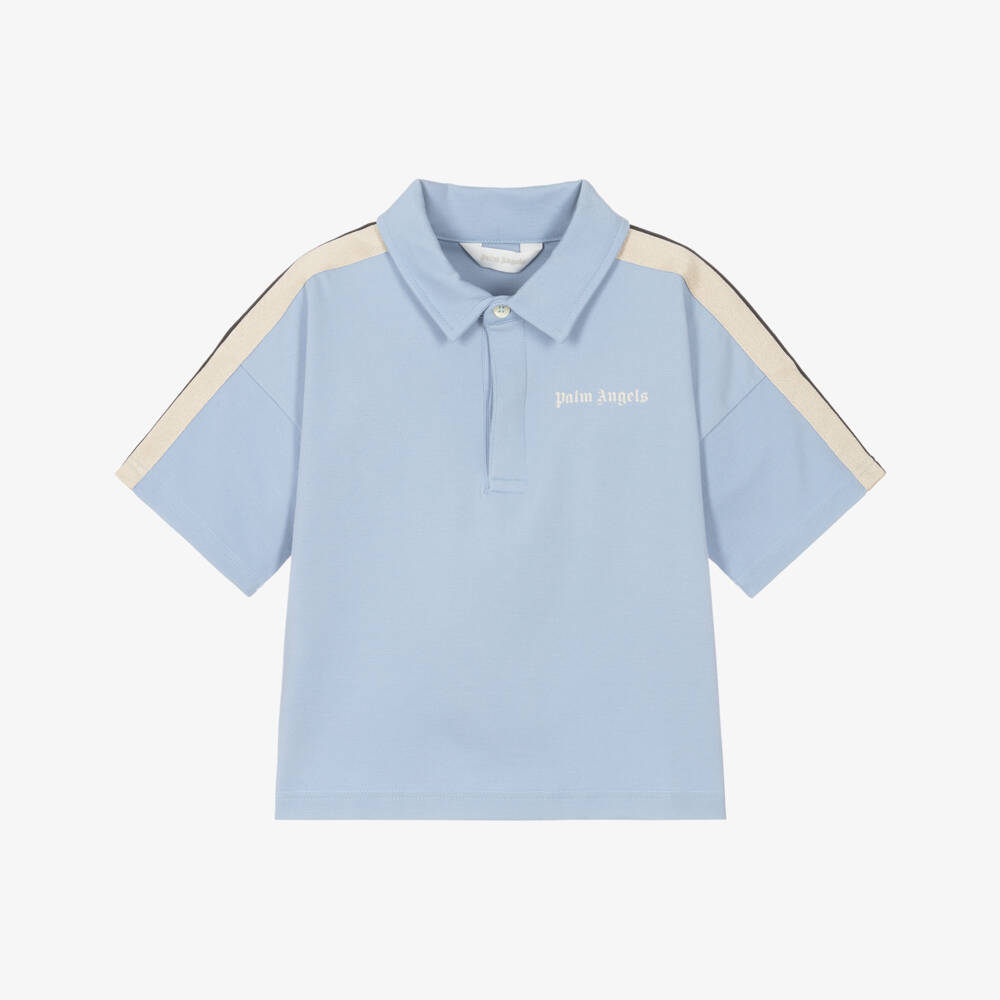 Palm Angels-Boys Blue Milano Jersey Polo Shirt | Childrensalon