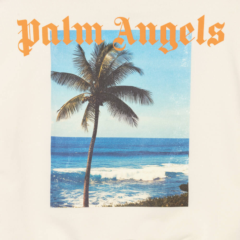 Palm Angels-توب قطن جيرسي لون عاجي للأولاد | Childrensalon