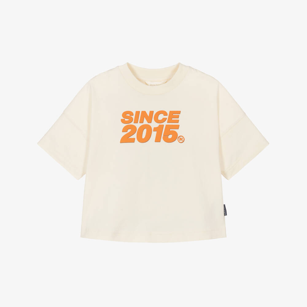 Palm Angels-تيشيرت بشعار قطن لون عاجي للأولاد | Childrensalon