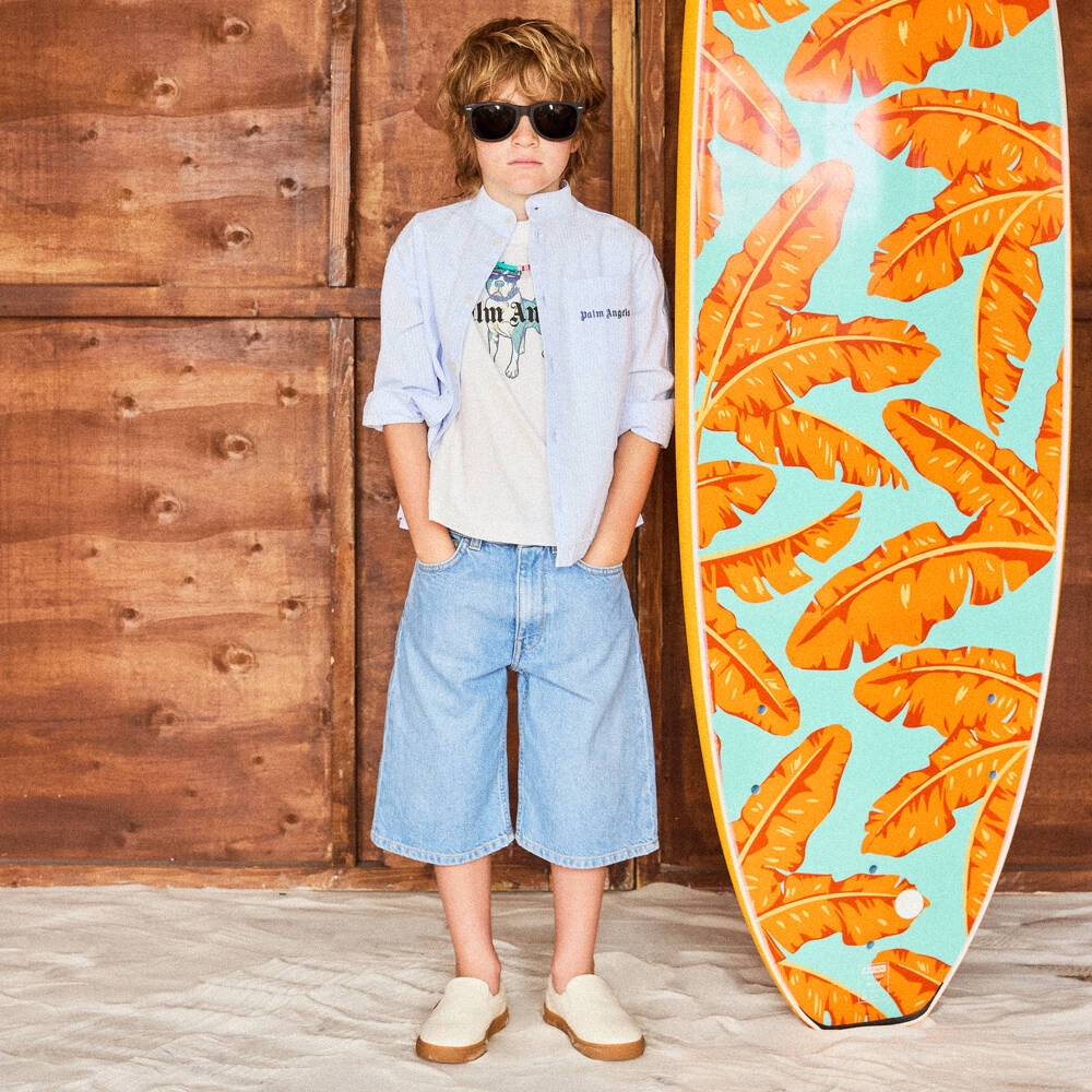 Palm Angels-Футболка кремовая из хлопкового трикотажа с логотипом для мальчиков | Childrensalon