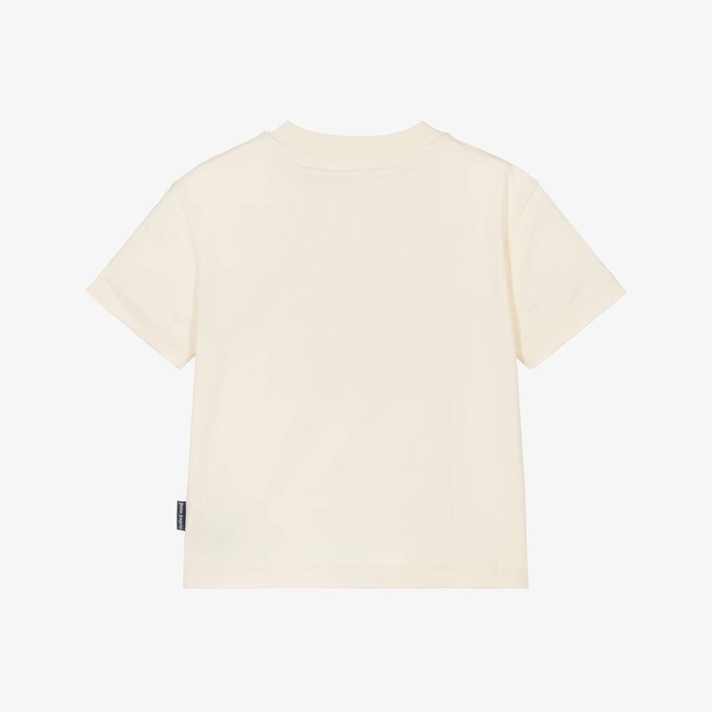 Palm Angels-Футболка кремовая из хлопкового трикотажа с логотипом для мальчиков | Childrensalon