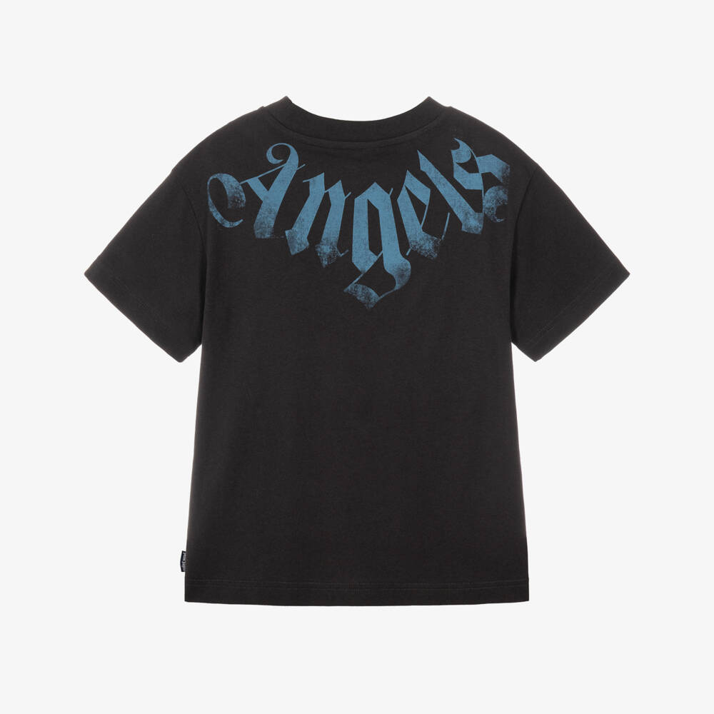 Palm Angels-Boys Logo Print T-Shirt in Black | Childrensalon