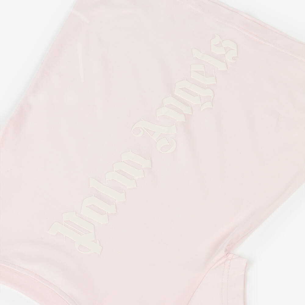 Palm Angels-فستان تيشيرت قطن لون زهري فاتح للبنات | Childrensalon