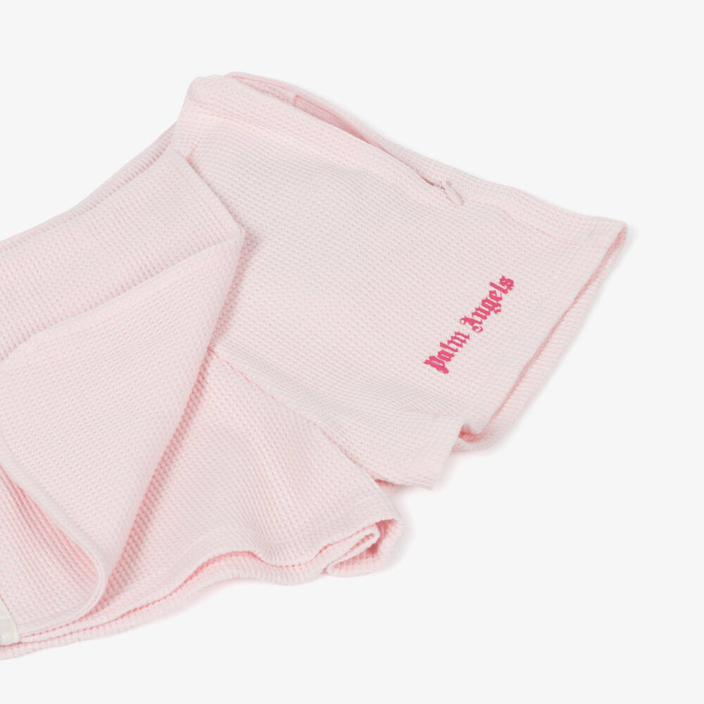 Palm Angels-Girls Pink Cotton Waffle Jersey Skort | Childrensalon