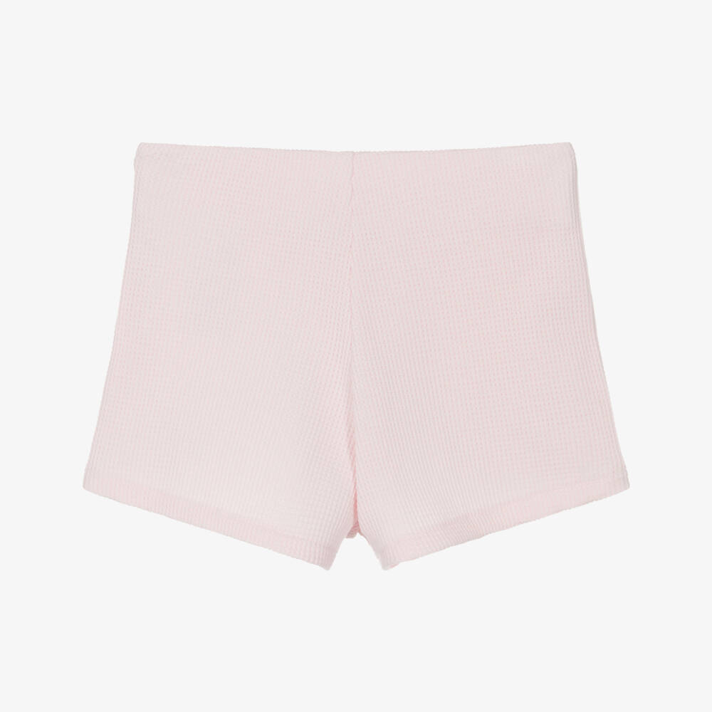 Palm Angels-Girls Pink Cotton Waffle Jersey Skort | Childrensalon
