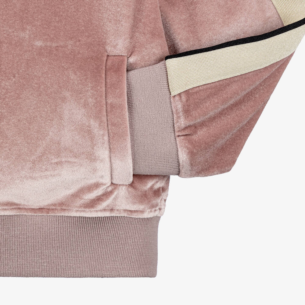 Palm Angels-توب بسحاب مخمل لون زهري للبنات  | Childrensalon