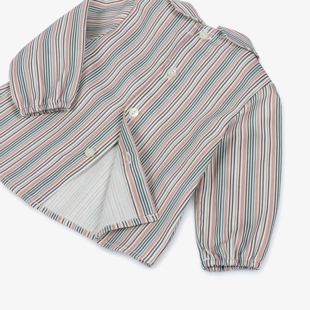 Paloma de la O-Baby Boys Brown Knit Cardigan & Purple Cotton Shorts Set | Childrensalon