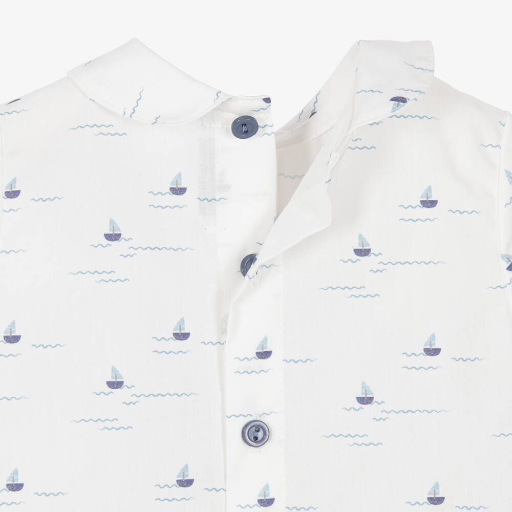 Paloma de la O-Baby Boys Navy Blue & White Gingham Shorts Set | Childrensalon