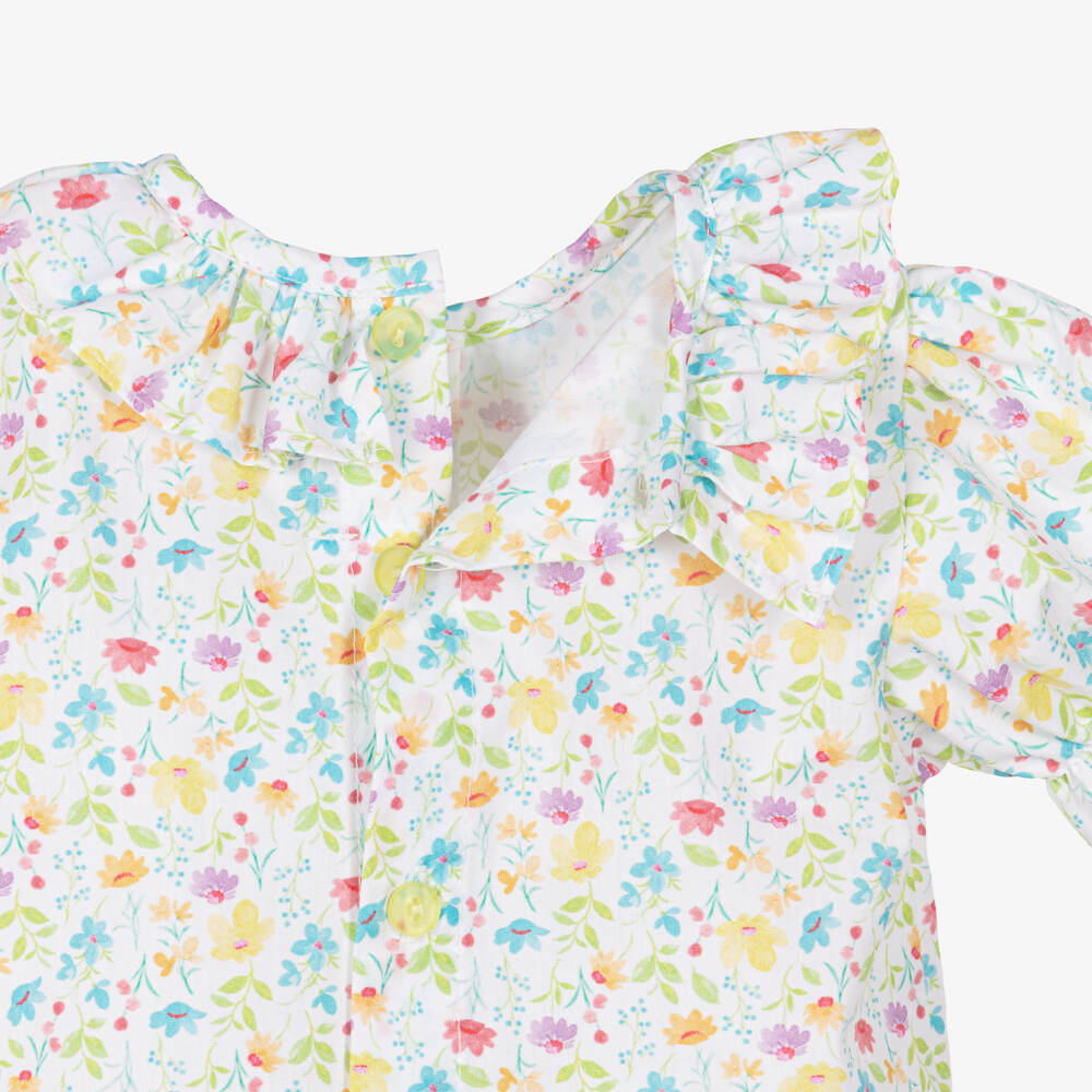 Paloma de la O-Baby Girls Floral Blouse & Ivory Shortie Set | Childrensalon
