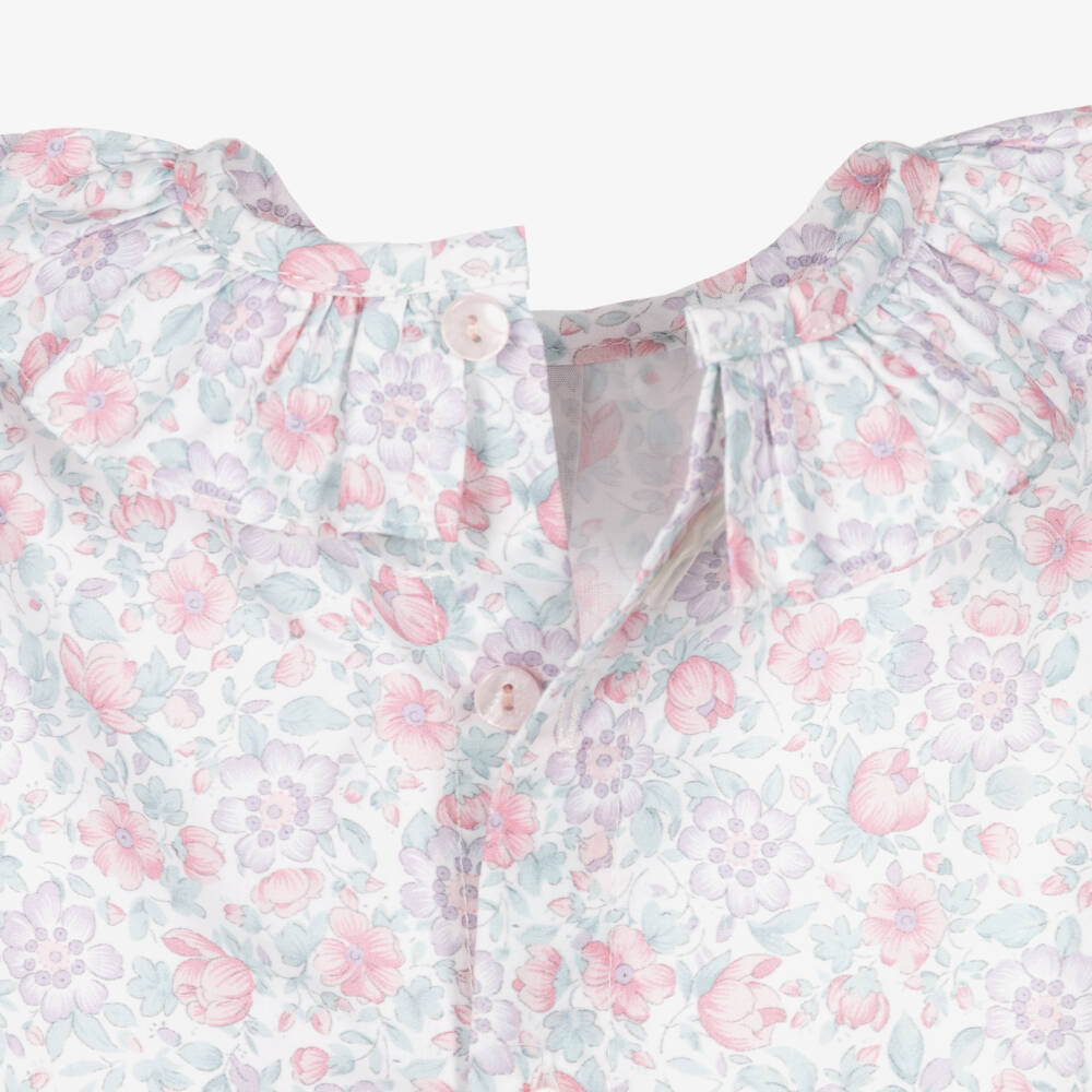 Paloma de la O-Baby Girls Floral Blouse & Lilac Cotton Knit Shortie Set | Childrensalon