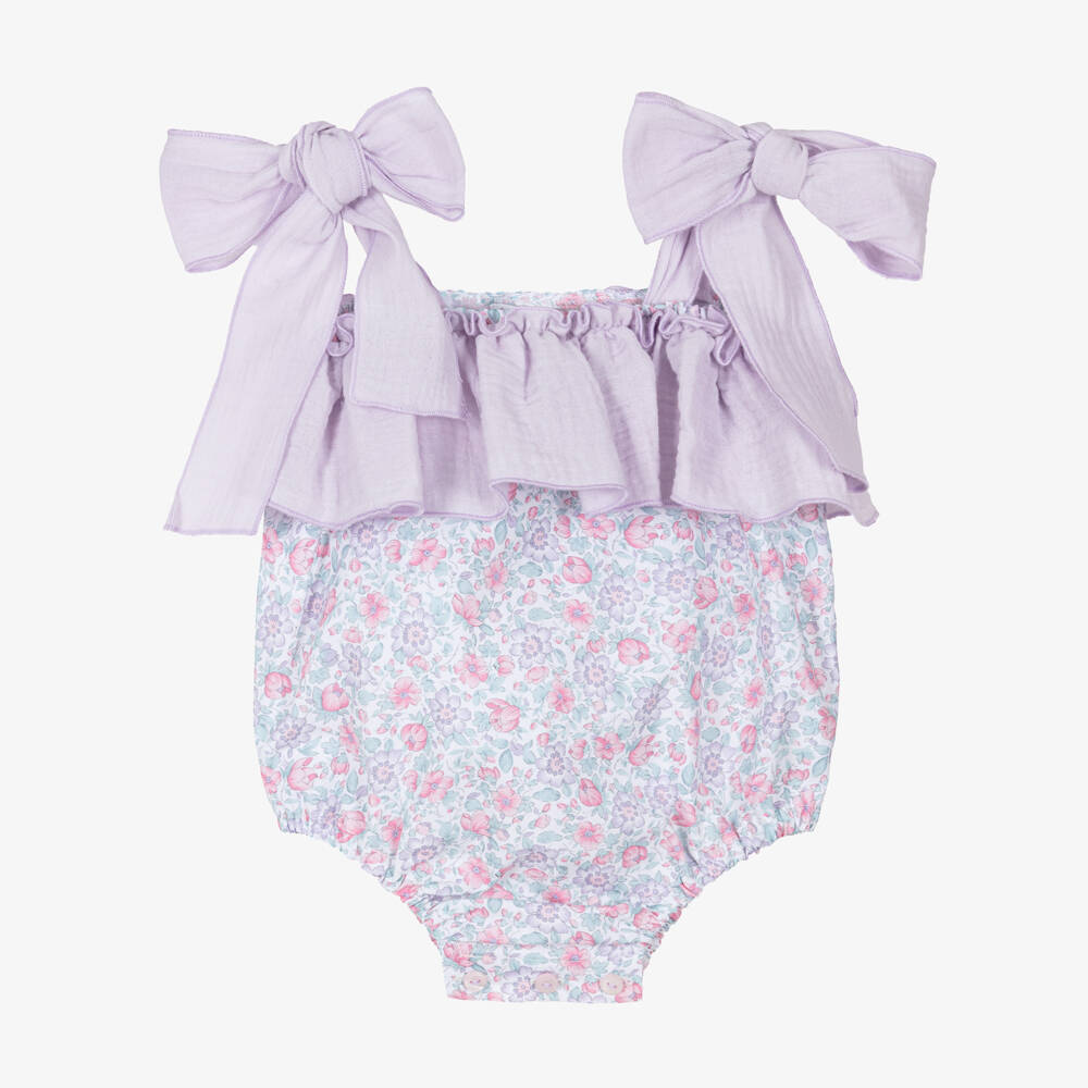 Paloma de la O-Baby Girls Lilac & Pink Floral Cotton Shortie | Childrensalon