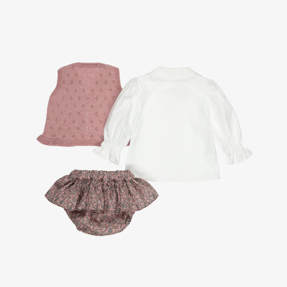 Paloma de la O-Baby Girls Pink Floral Cotton Shorts Set | Childrensalon