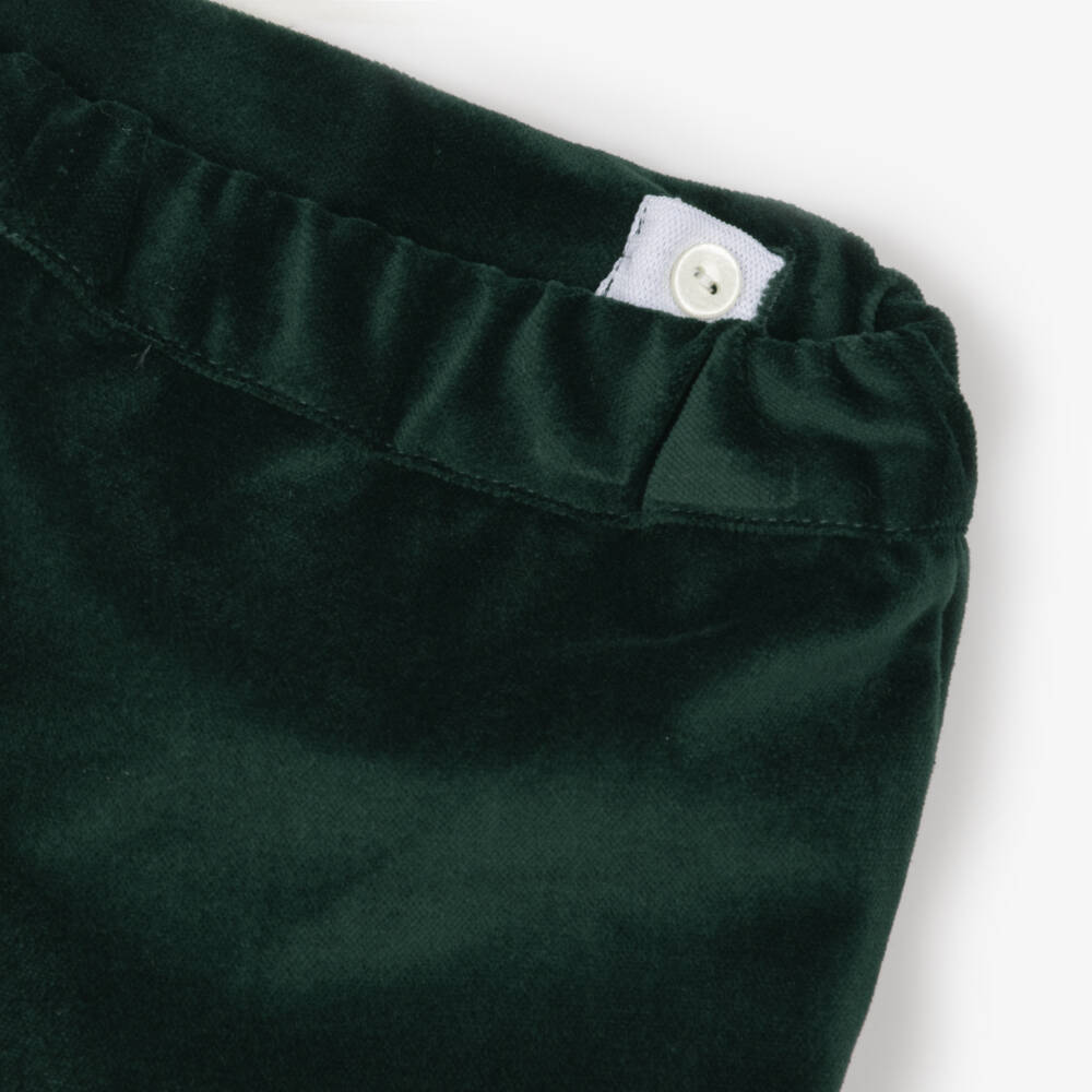 Paloma de la O-Boys Brown & Green Velvet Shorts Set | Childrensalon