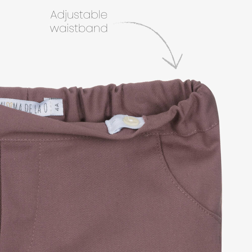 Paloma de la O-Boys Brown Knit Sweater & Purple Cotton Shorts Set | Childrensalon