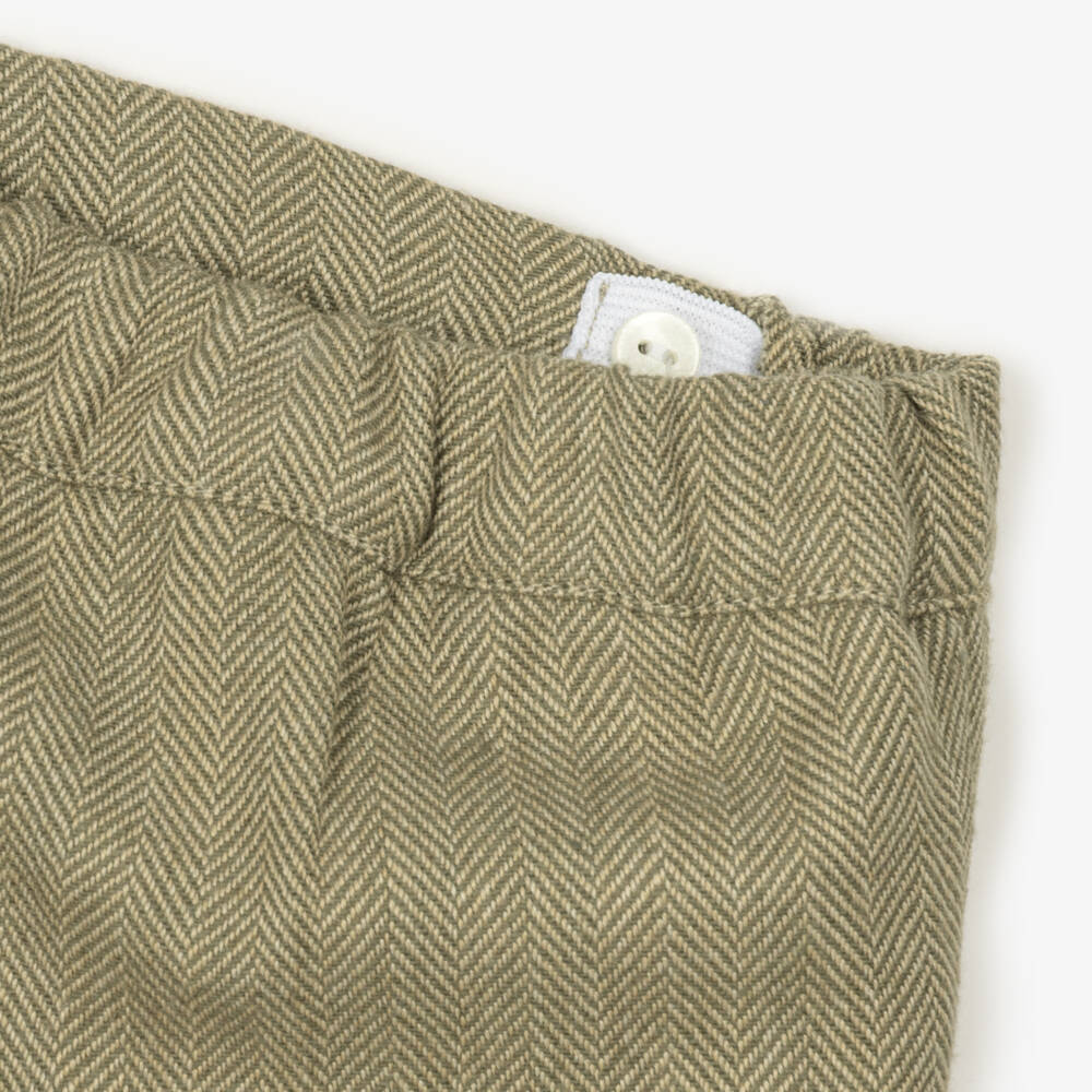 Paloma de la O-Boys Moss Green Shorts Set | Childrensalon