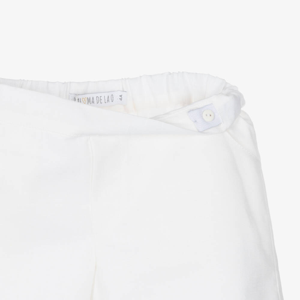 Paloma de la O-Boys White & Purple Striped Cotton Shorts Set | Childrensalon