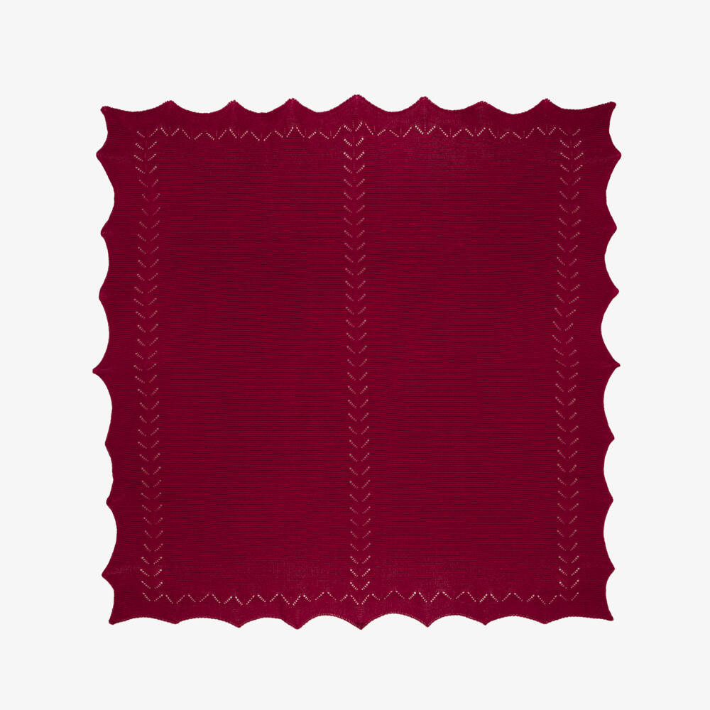 Paloma de la O-Burgundy Knitted Baby Blanket (85cm) | Childrensalon