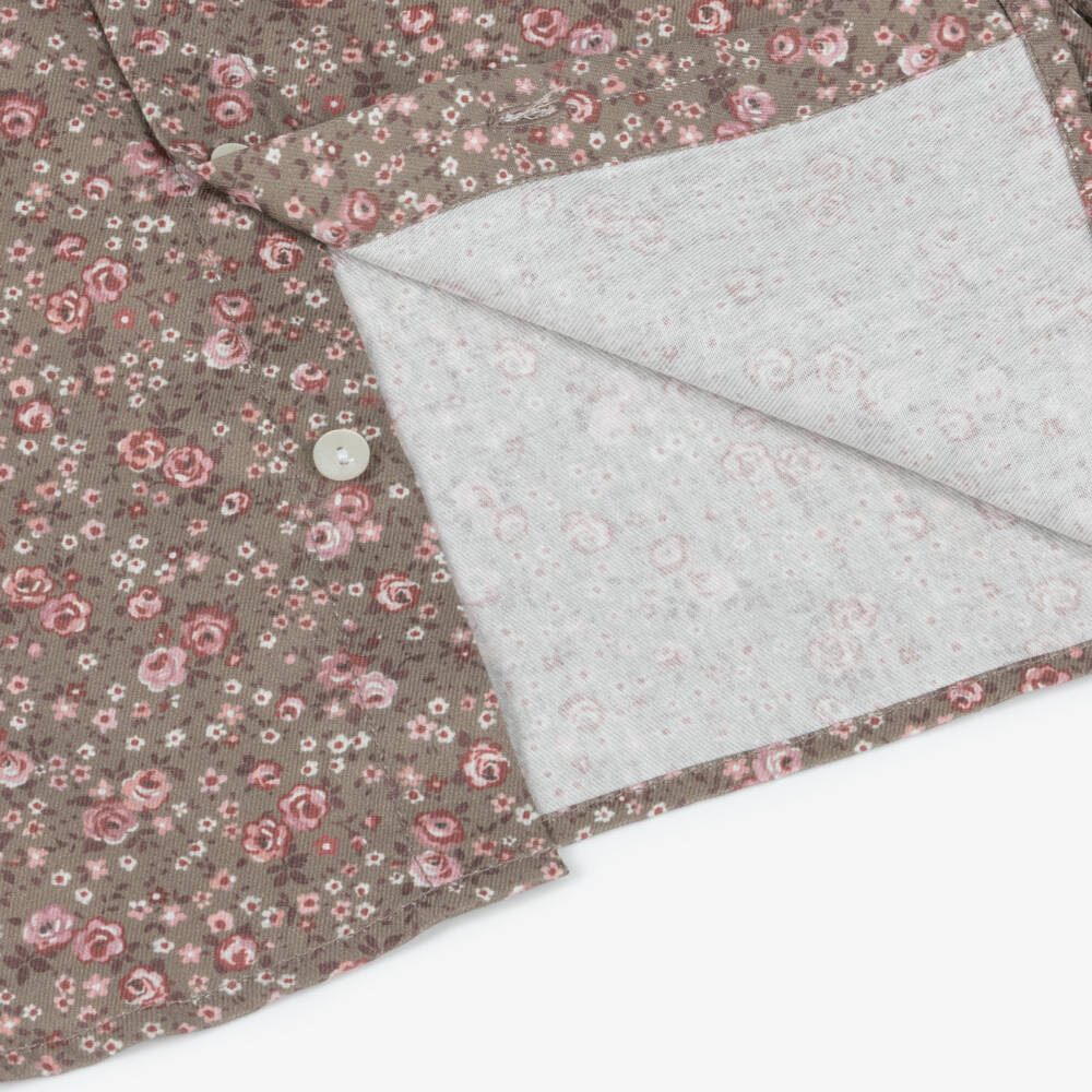 Paloma de la O-Girls Beige Floral Blouse & Needlecord Shorts Set | Childrensalon