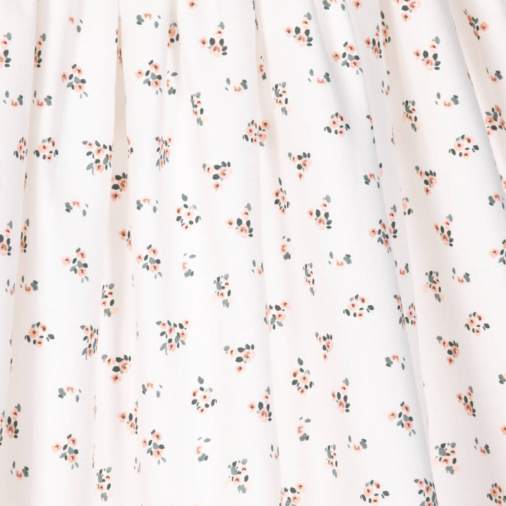 Paloma de la O-Girls Ivory & Pink Floral Cotton Dress | Childrensalon
