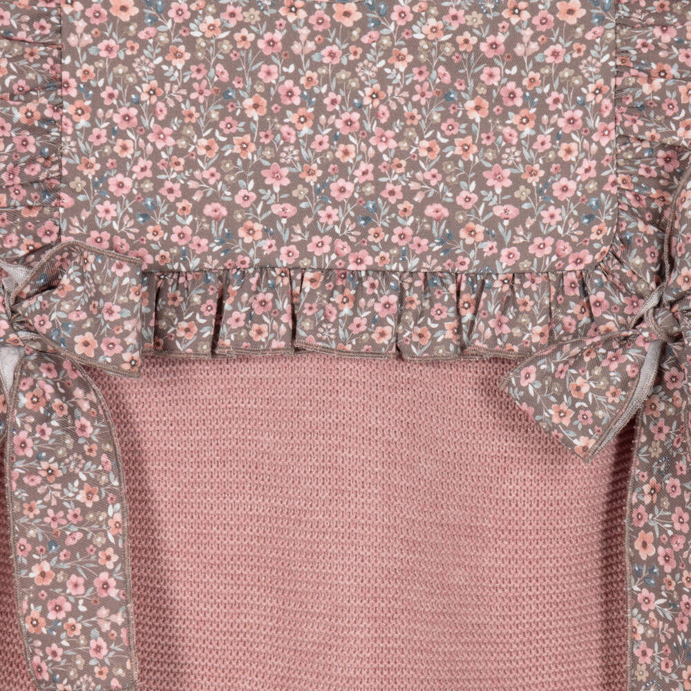 Paloma de la O-Girls Pink Knitted & Floral Cotton Dress Set | Childrensalon