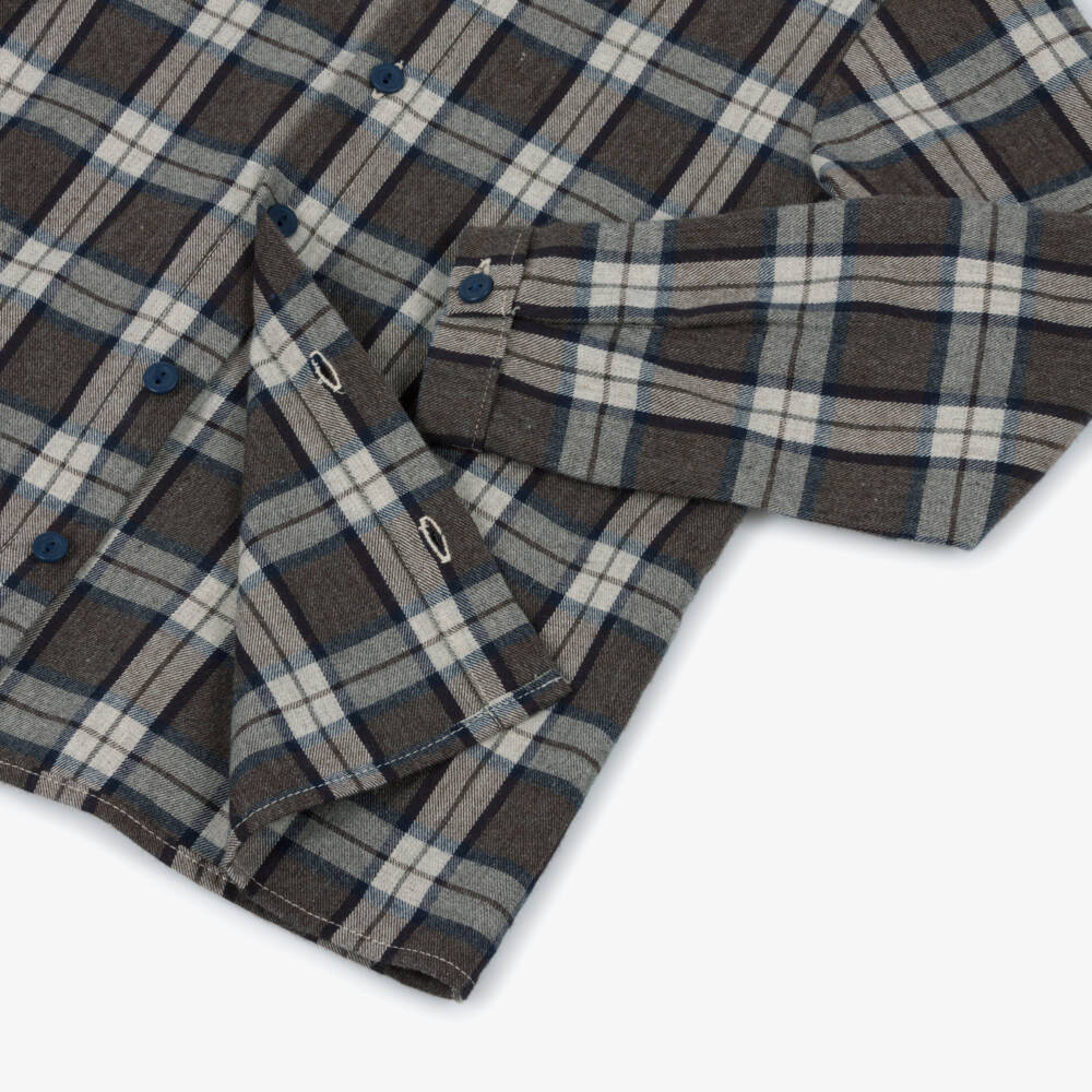 Paloma de la O-Navy Blue & Brown Cotton Shorts Set with Striped Sweater | Childrensalon