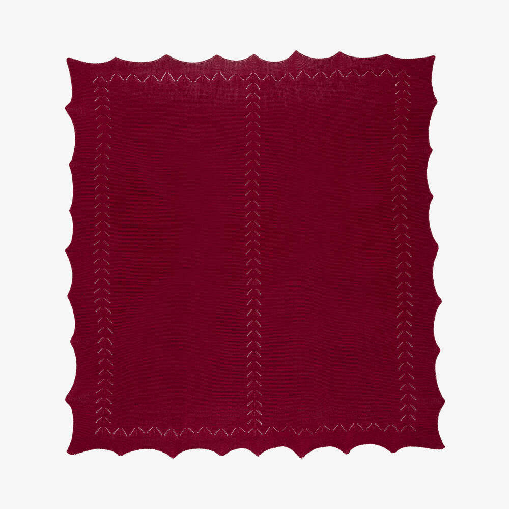 Paloma de la O-Red Knitted Scalloped Blanket (96cm) | Childrensalon