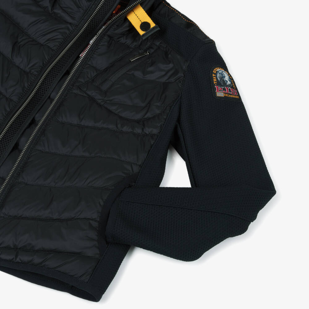 Parajumpers-جاكيت بغطاء رأس مبطن بريش لون أسود للأولاد  | Childrensalon