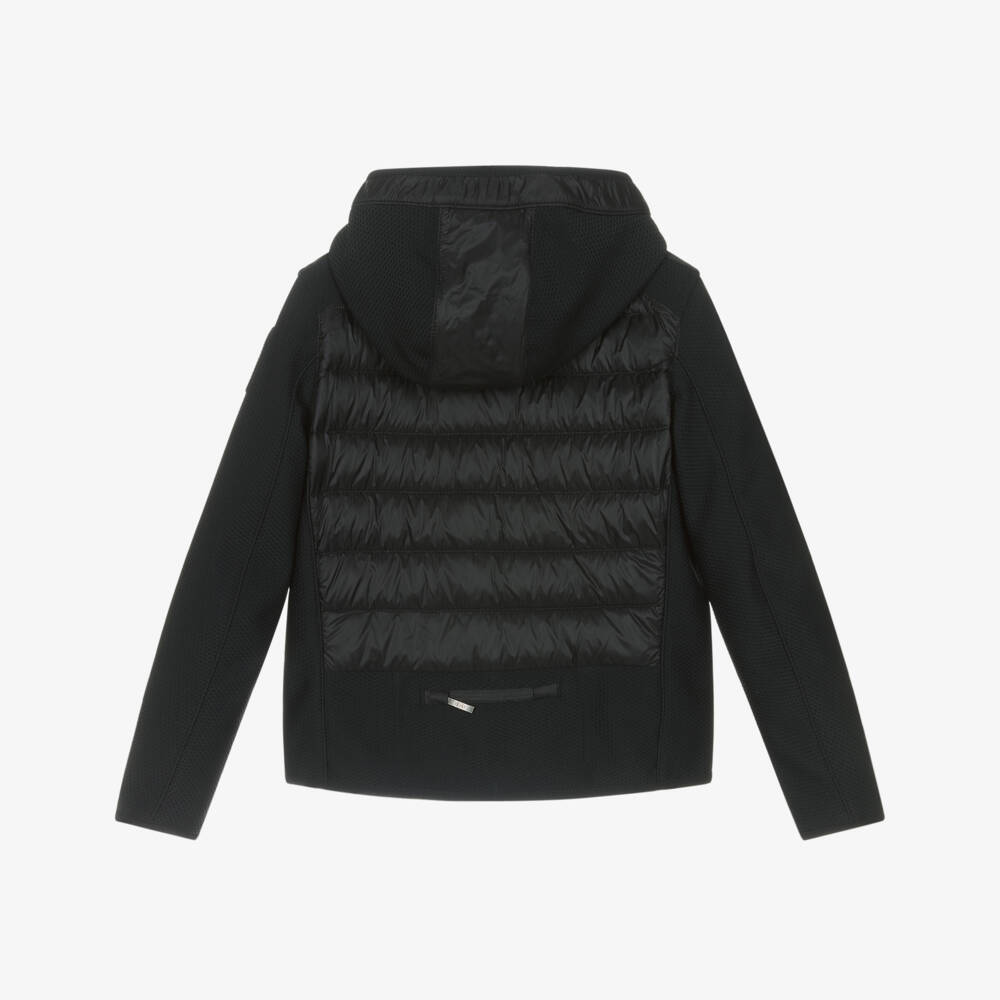 Parajumpers-جاكيت بغطاء رأس مبطن بريش لون أسود للأولاد  | Childrensalon