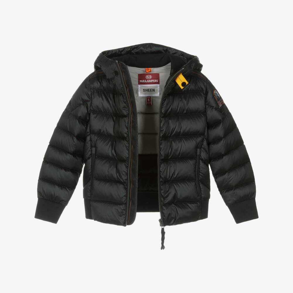 Parajumpers-Boys Black Down-Padded Pharrell Puffer Jacket with Hood | Childrensalon