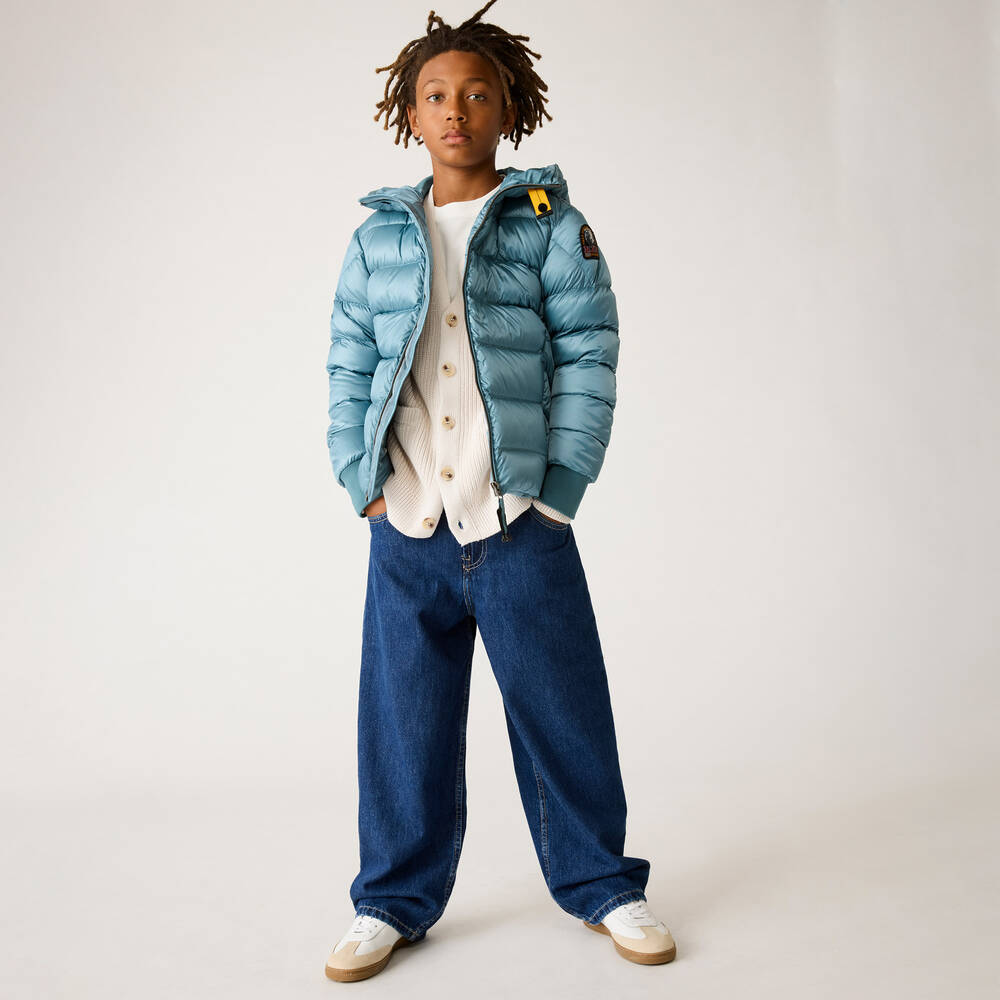 Parajumpers-جاكيت بافر مبطن بريش لون أزرق للأولاد | Childrensalon