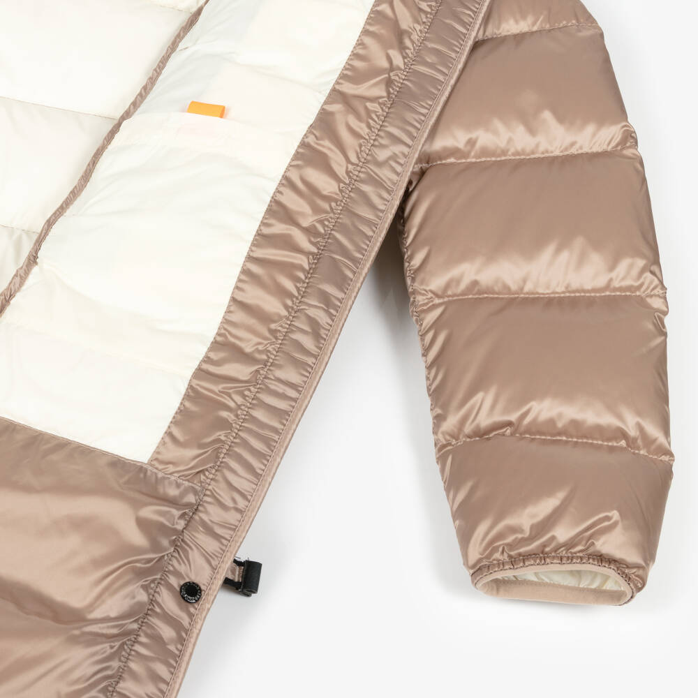 Parajumpers-Girls Beige Hooded Down Puffer Coat | Childrensalon