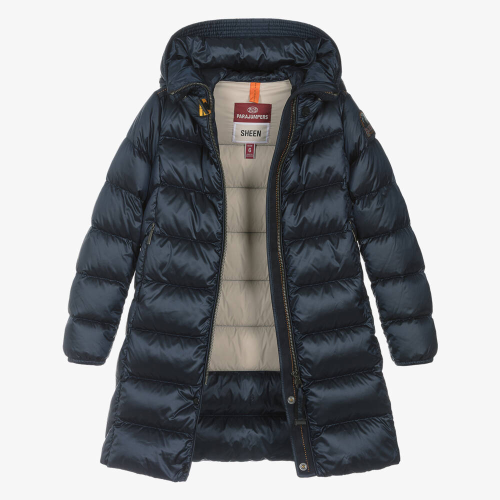 Parajumpers-Girls Blue Hooded Puffer Coat | Childrensalon