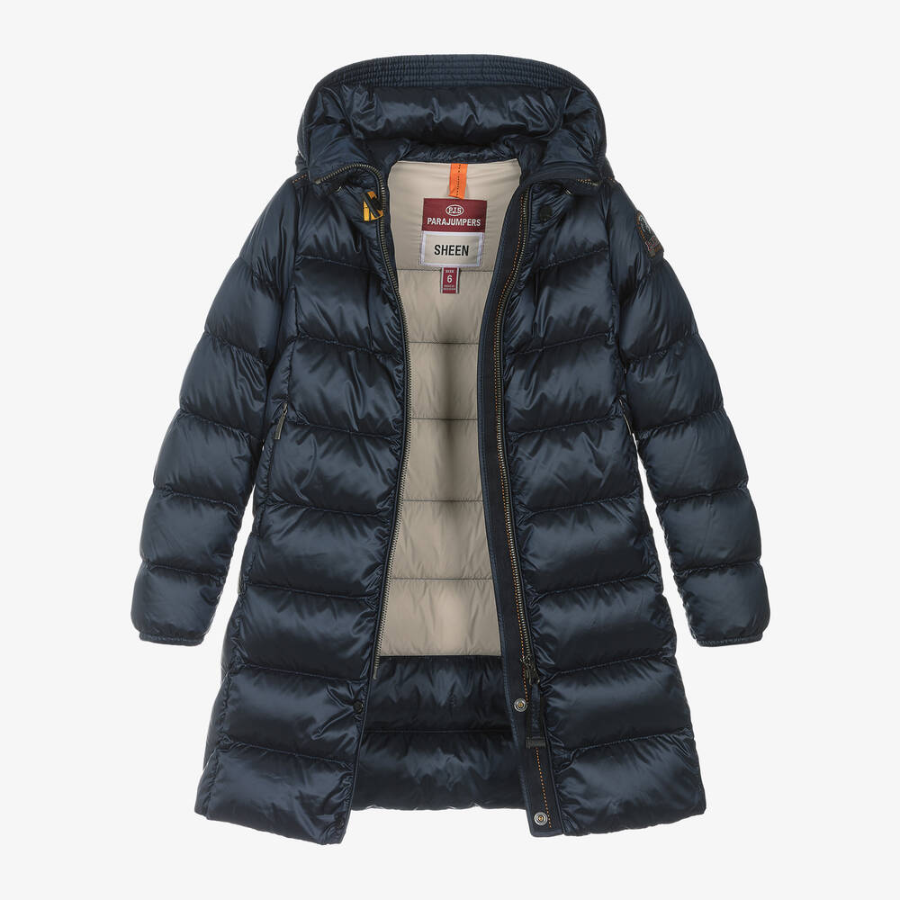 Parajumpers-Girls Blue Hooded Puffer Coat | Childrensalon
