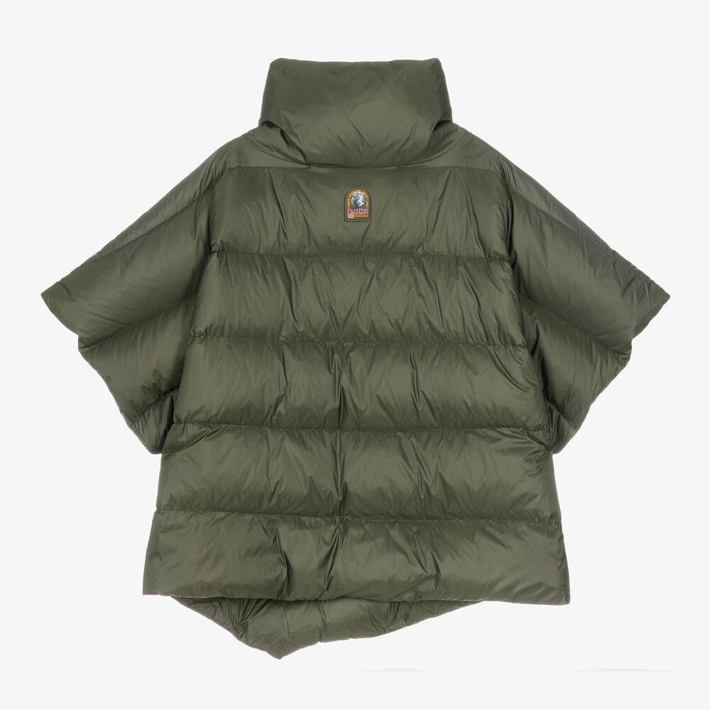 Parajumpers-Girls Green Down Padded Puffer Cape | Childrensalon