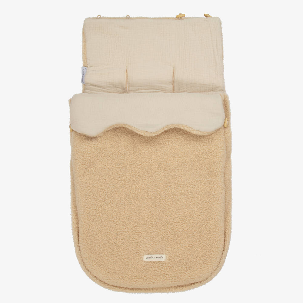 Pasito a Pasito-Beige Teddy Fleece 3-in-1 Baby Nest (78cm) | Childrensalon