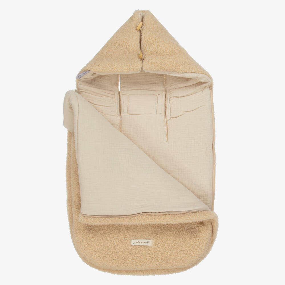 Pasito a Pasito-Beige Teddy Fleece 3-in-1 Baby Nest (78cm) | Childrensalon