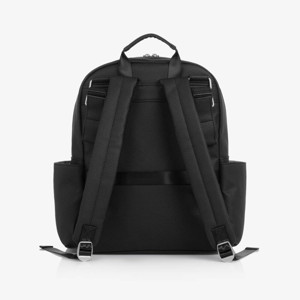 Pasito a Pasito-Black Faux Leather London Changing Backpack (38cm) | Childrensalon