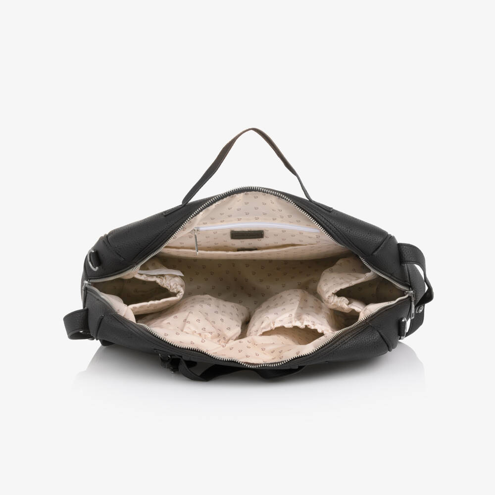 Pasito a Pasito-Black Faux Leather London Changing Bag (37cm) | Childrensalon
