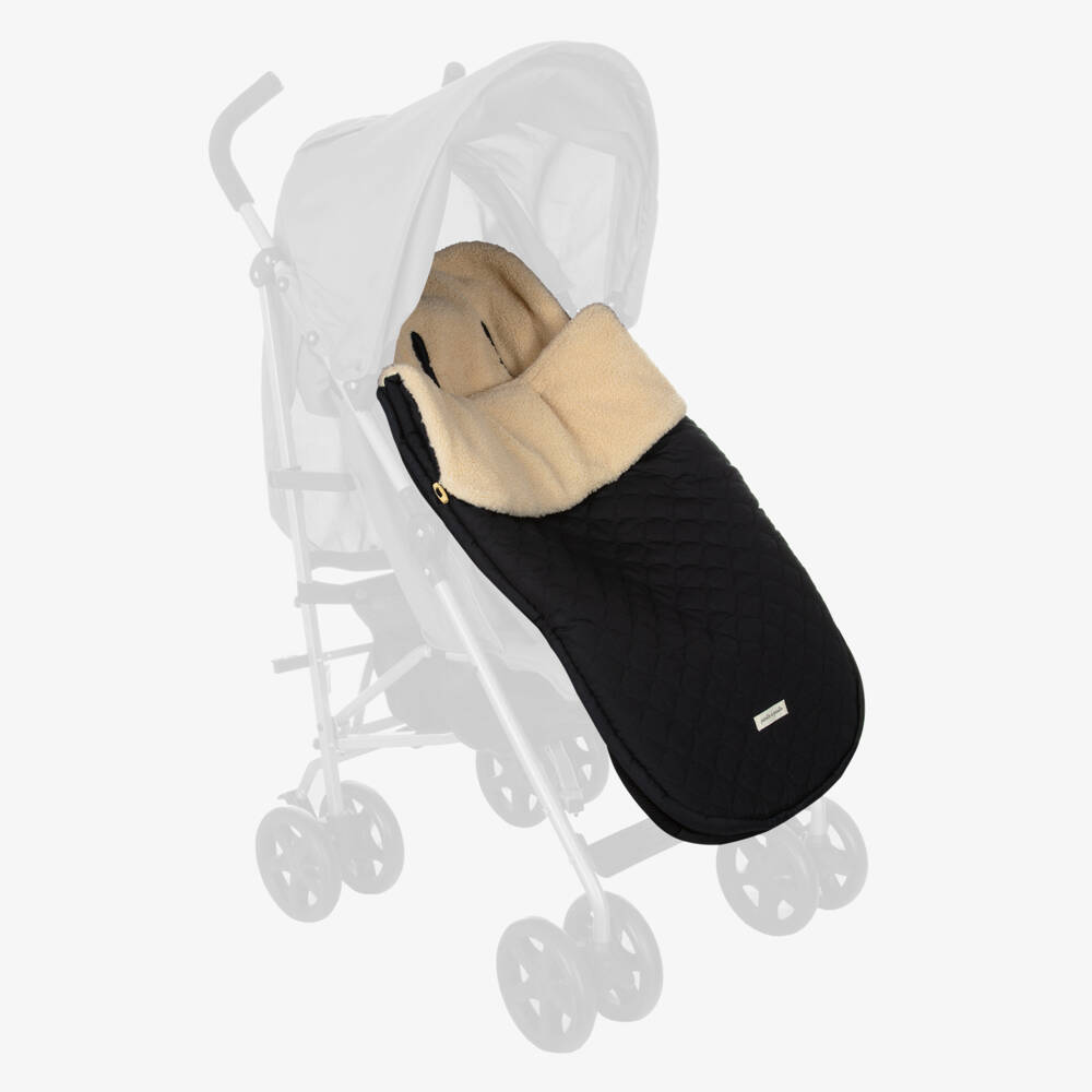 Pasito A Pasito Black Quilted Beige Fleece Footmuff 90cm 