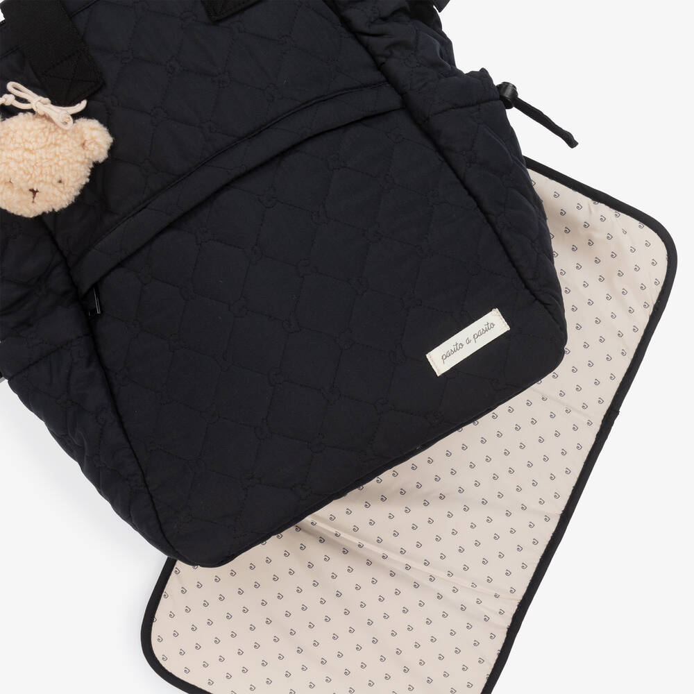 Pasito a Pasito-Black Quilted Changing Backpack (40cm) | Childrensalon
