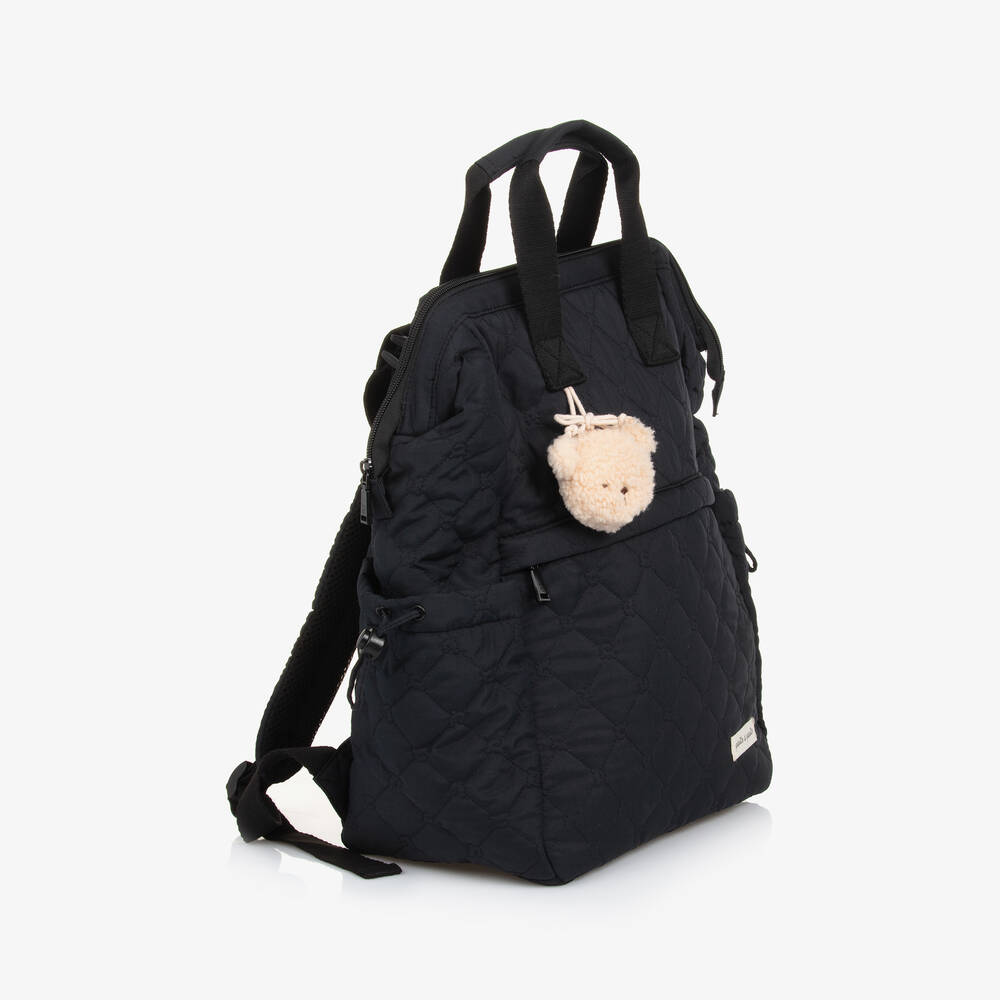 Pasito a Pasito-Black Quilted Changing Backpack (40cm) | Childrensalon