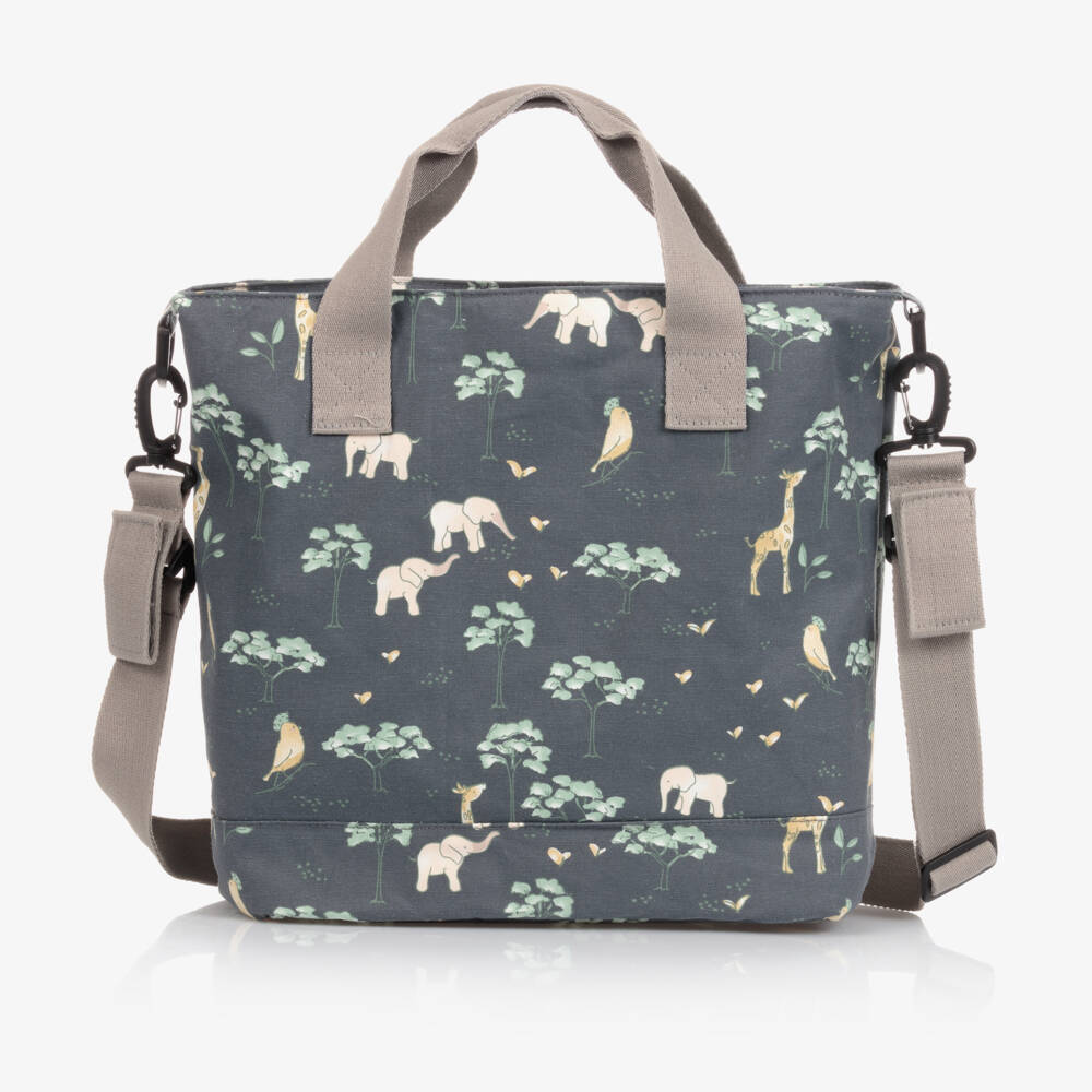 Pasito a Pasito-Blue Cotton Animal Print Changing Bag (40cm) | Childrensalon