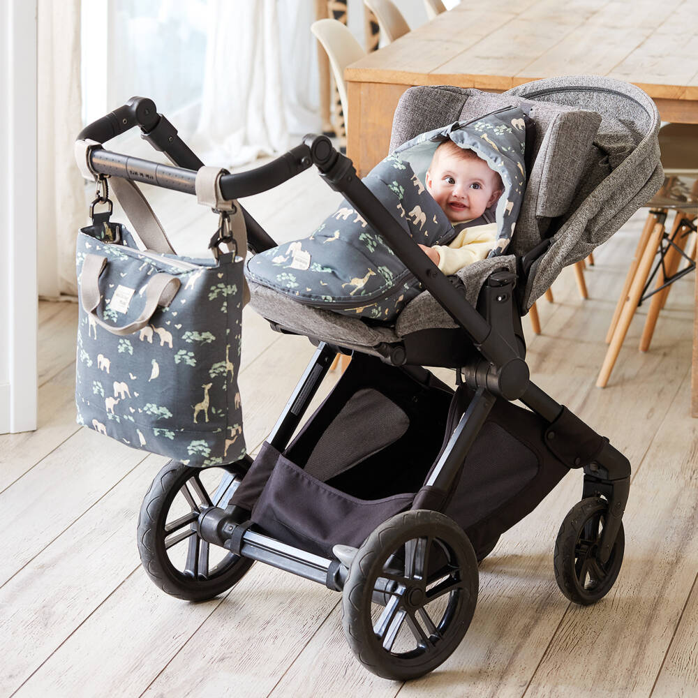 Pasito a Pasito-Blue Cotton Animal Print Changing Bag (40cm) | Childrensalon