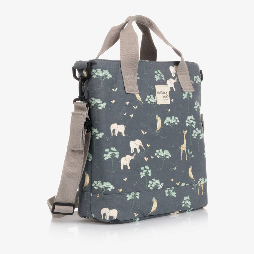 Pasito a Pasito-Blue Cotton Animal Print Changing Bag (40cm) | Childrensalon