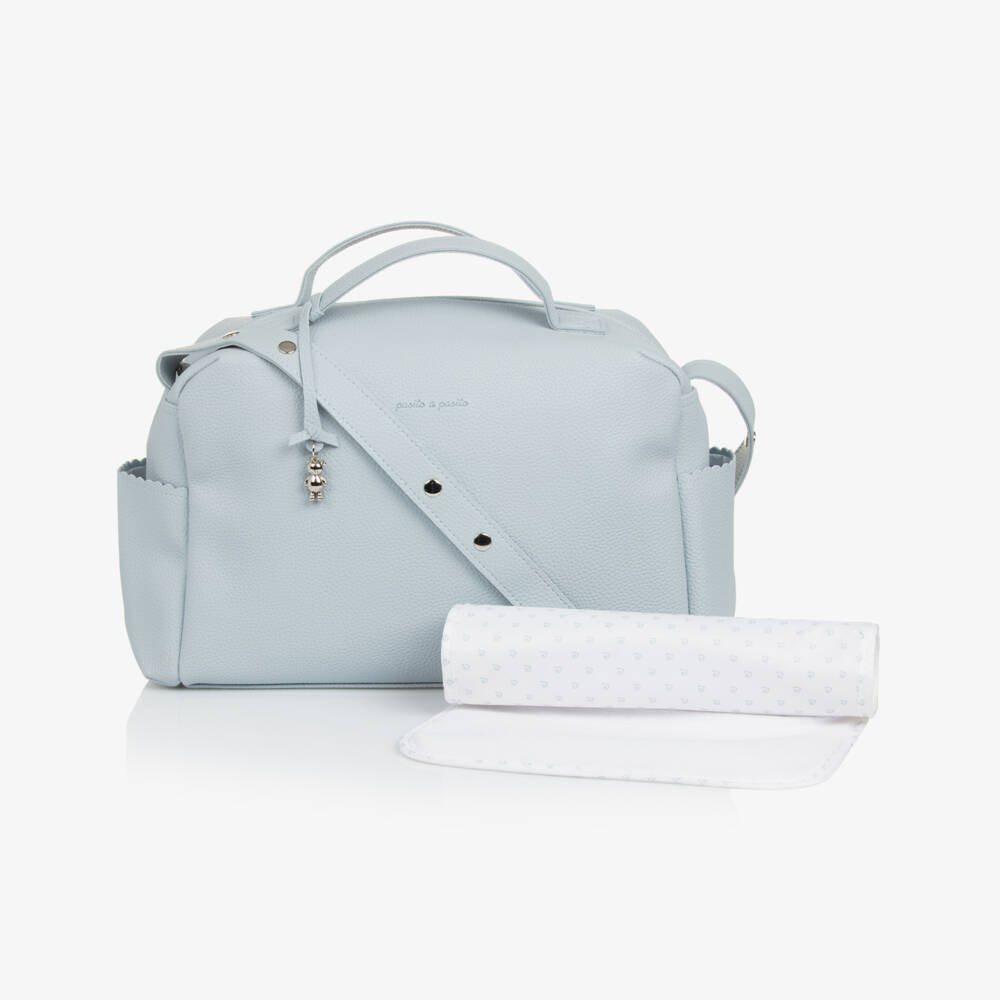 Pasito a Pasito-Blue Faux Leather Changing Bag (41cm) | Childrensalon