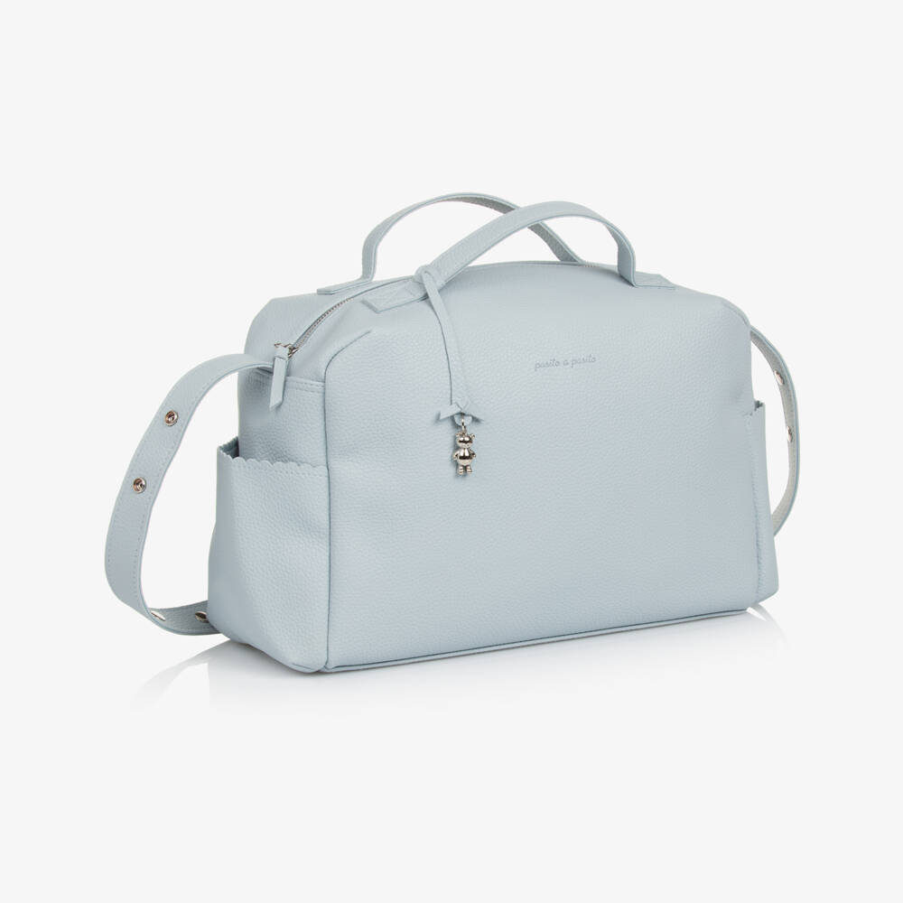 Pasito a Pasito-Blue Faux Leather Changing Bag (41cm) | Childrensalon